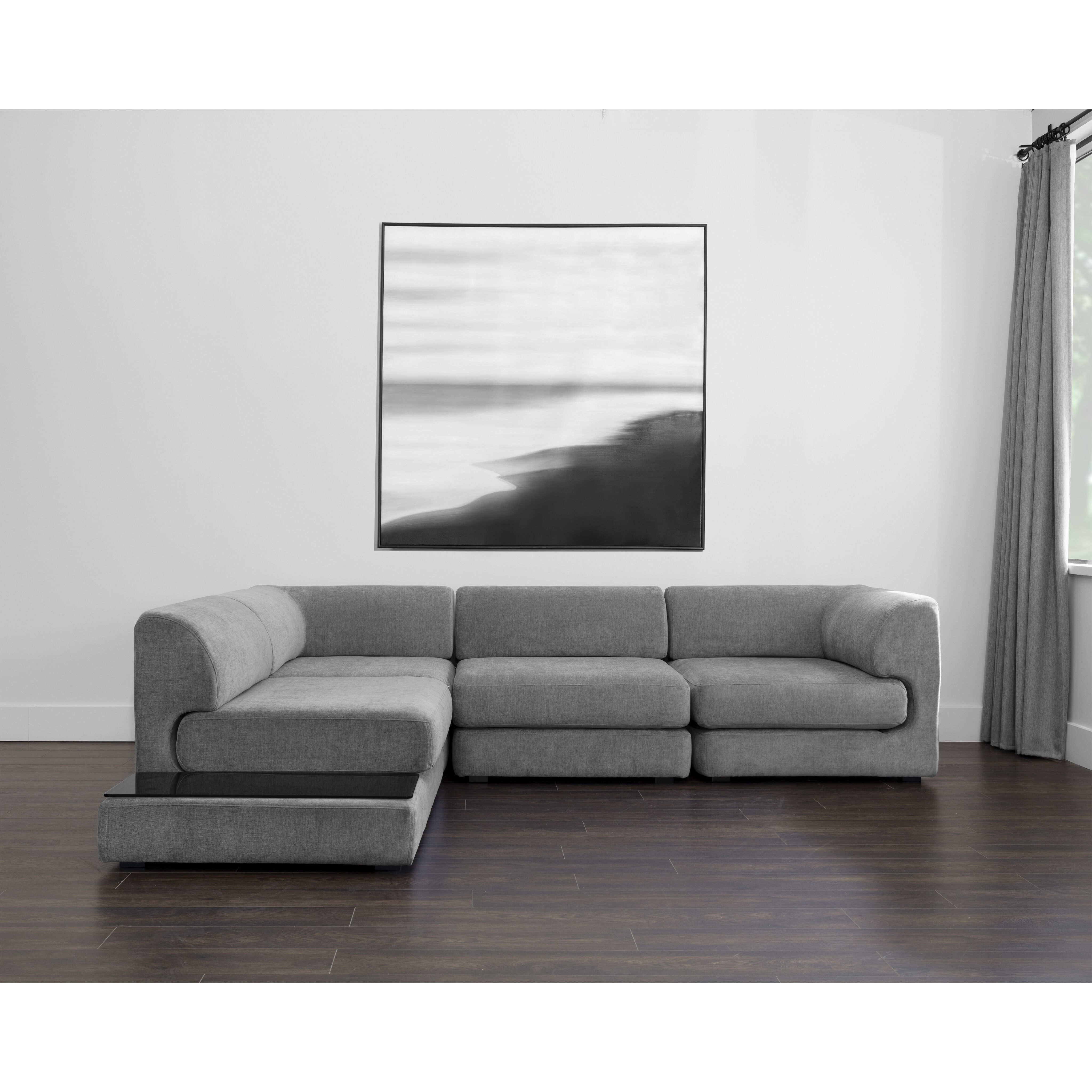 Harmony Danny Dark Grey Modular Armless Chair, Left Shelf